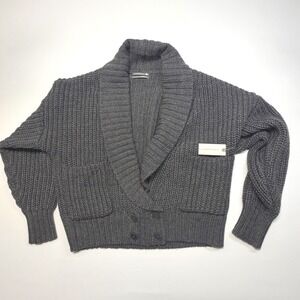 NWT Anthropologie Chunky Knit Shawl Collar Cardigan XS Wool Blend Gray
